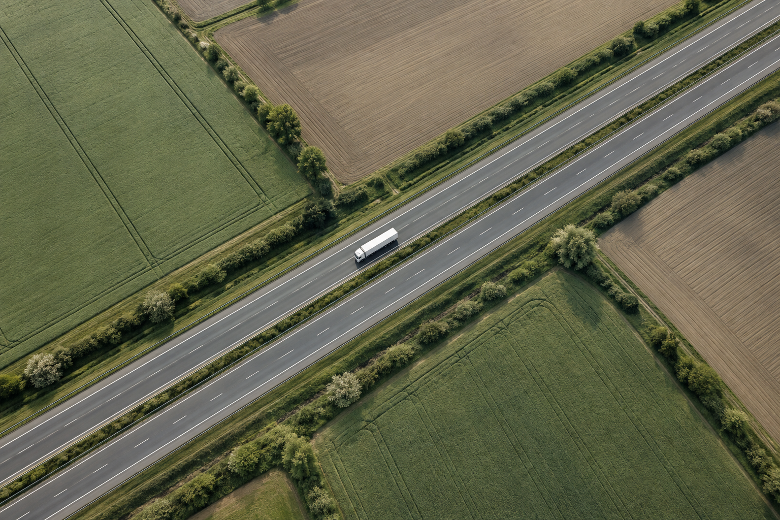 Transport routier, vue du ciel